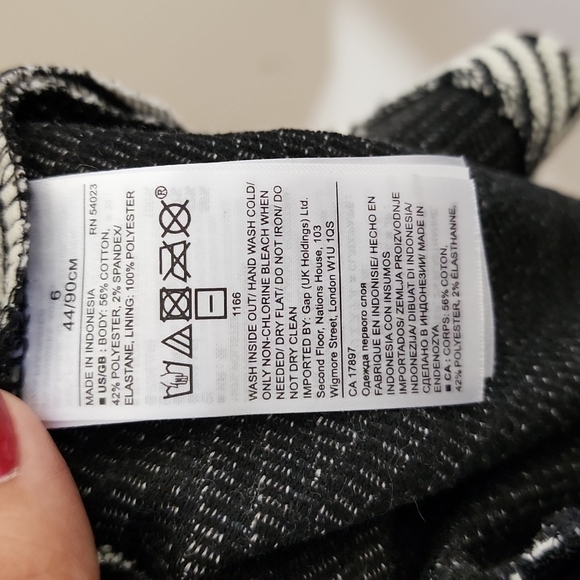 Banana Republic Chevron A-Line Midi Dress Black Ivory Size 6 - Picture 8 of 8